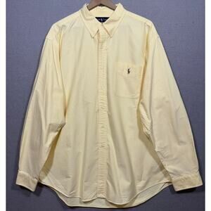 Ralph Lauren Botton Shirt XXL Yellow Classic Fit Long Sleeve Preppy Quiet Luxury